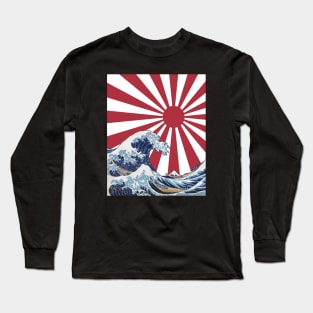 Great Wave off Kanagawa Rising Sun Long Sleeve T-Shirt